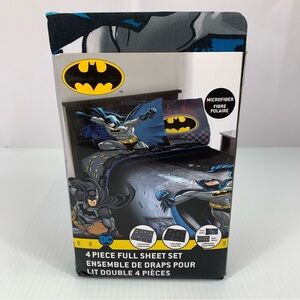 Batman DC Microfiber 4 Piece Full Set Fitted Flat Sheet 2 Pillow Cases New